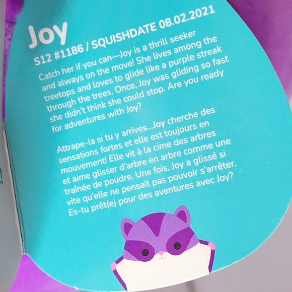 WON IN LIVE CLAW MACHINE JOY 🐿 Purple Sugar Glider Squishmallow ☆》NWT《☆ - Picture 4 of 8